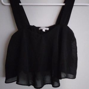 Black Crop Top Sheer Flare with Lining S Charlotte Russe